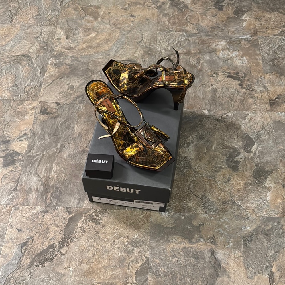 Debut Gold Chain-Link Heels